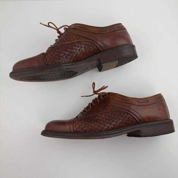 Cable & Co. Men's Dress Shoes Leather Weave Oxfords Italy Brown EU 39/ US 7 - Picture 4 of 9